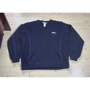 FED EX Stan Herman Blue V Neck Sweater Mens Size RG XL Uniform